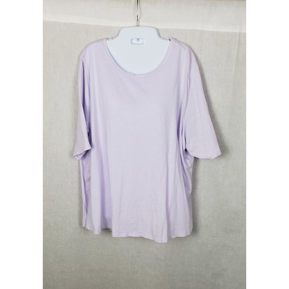Eileen Fisher Pastel Lavender Purple 100% Organic Cotton Slub Tee 2X Casual Chic